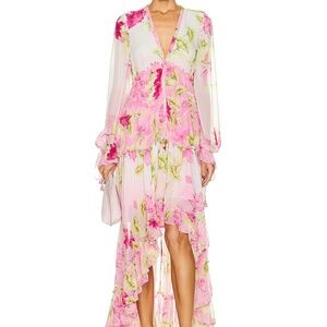 ROCOCO SAND HI-LOW MAXI DRESS, Size L